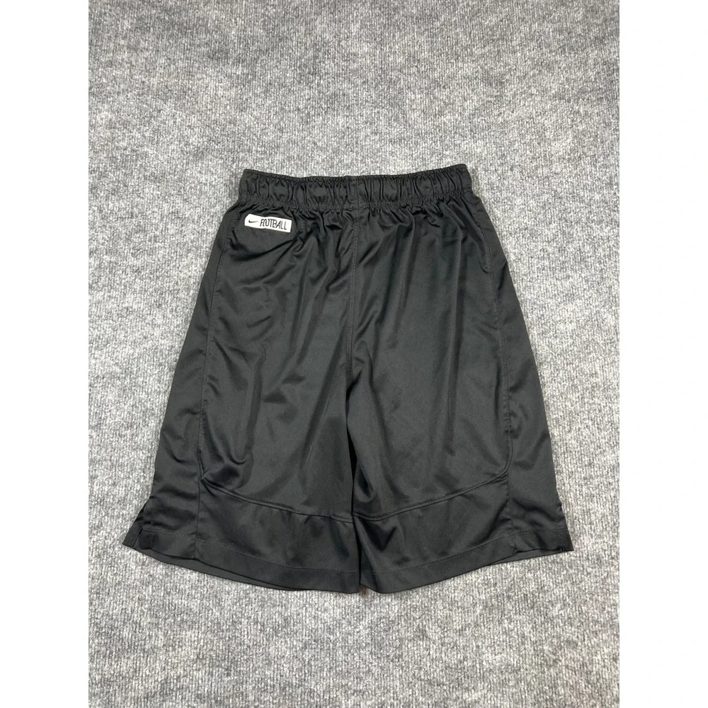 Nike Dri Fit Football Shorts Youth L Black Swoosh Logo Moisture Wicking Training